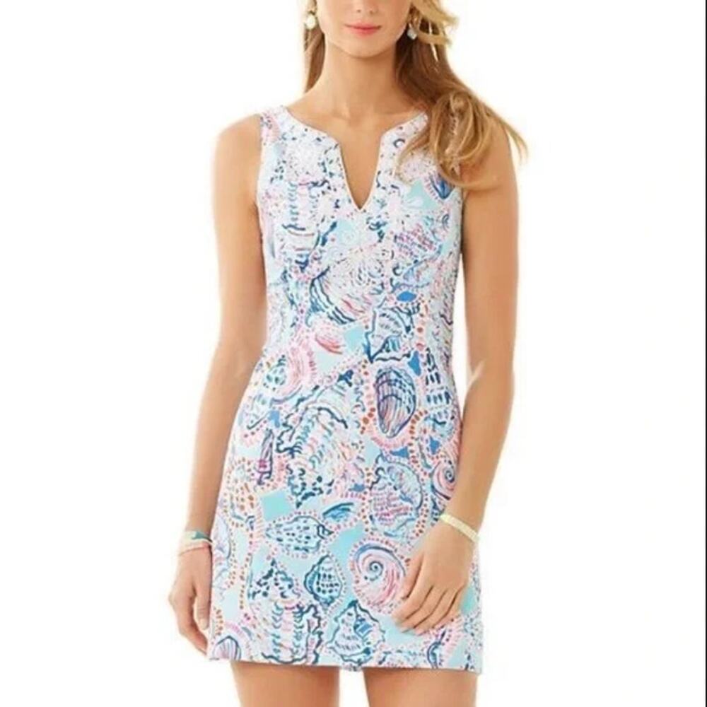 Lilly Pulitzer Blue and Pink Shell Print Dress